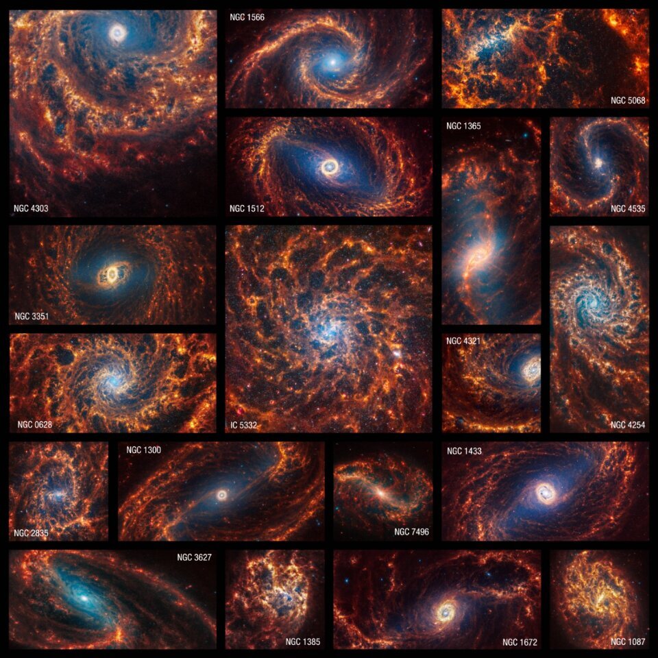 Kính viễn vọng James Webb ghi lại hình ảnh 19 thiên hà xoắn ốc, trợ giúp các nhà khoa học nghiên cứu tiến trình phát triển của thiên hà